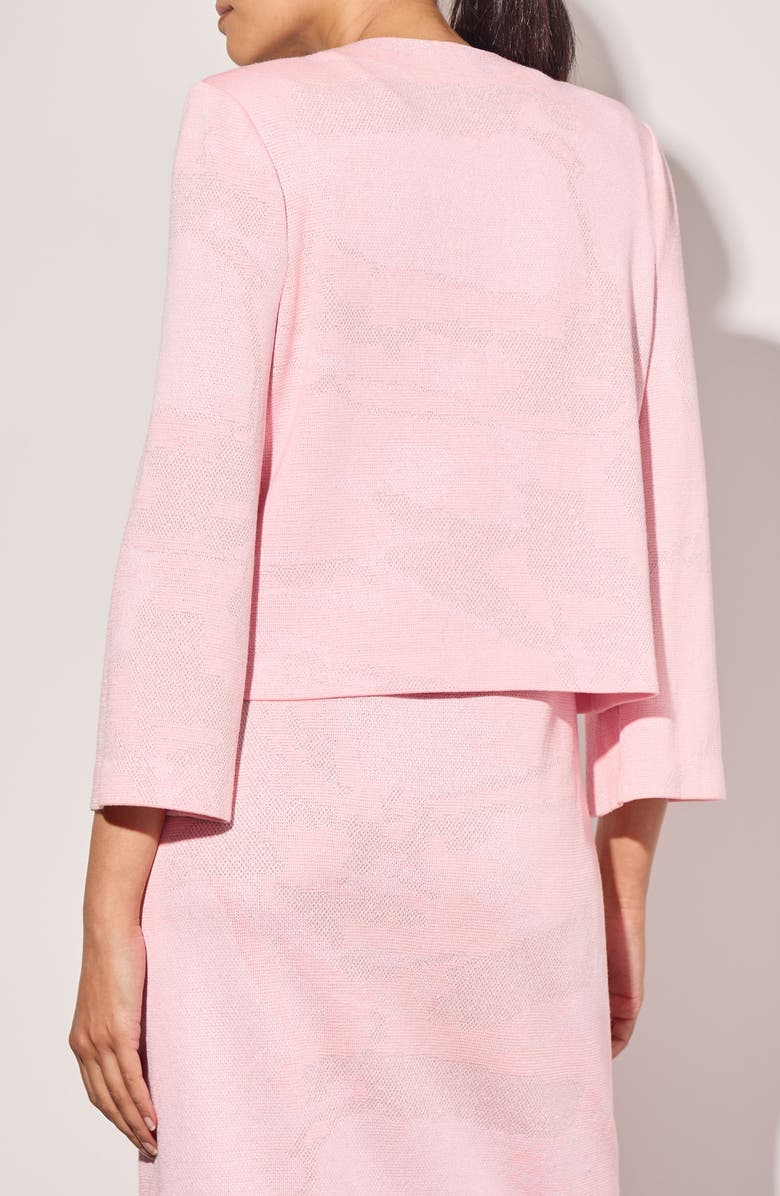 Ming Wang Shimmer Abstract Print Jacquard Knit Jacket, Alternate, color, 