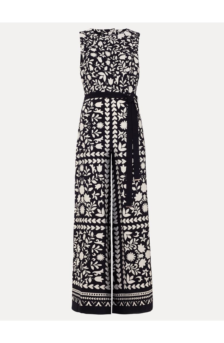 Phase Eight Cyra Printed Jumpsuit, Alternate, color, Black/Ivory