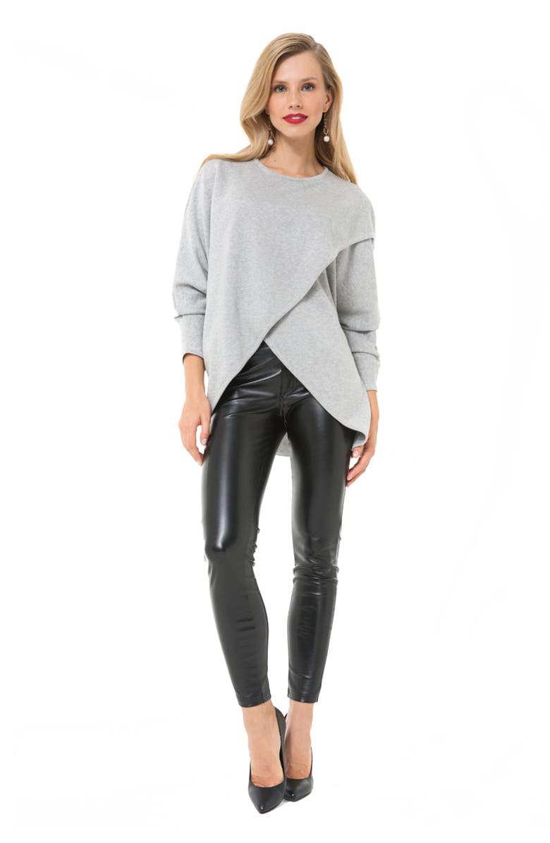 Accouchée Let Loose Crossover Long Sleeve Maternity/Nursing Knit Top, Alternate, color, Grey