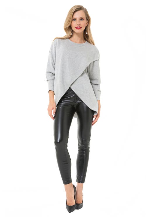 Accouchée Let Loose Crossover Long Sleeve Maternity Nursing Knit Top In Gray