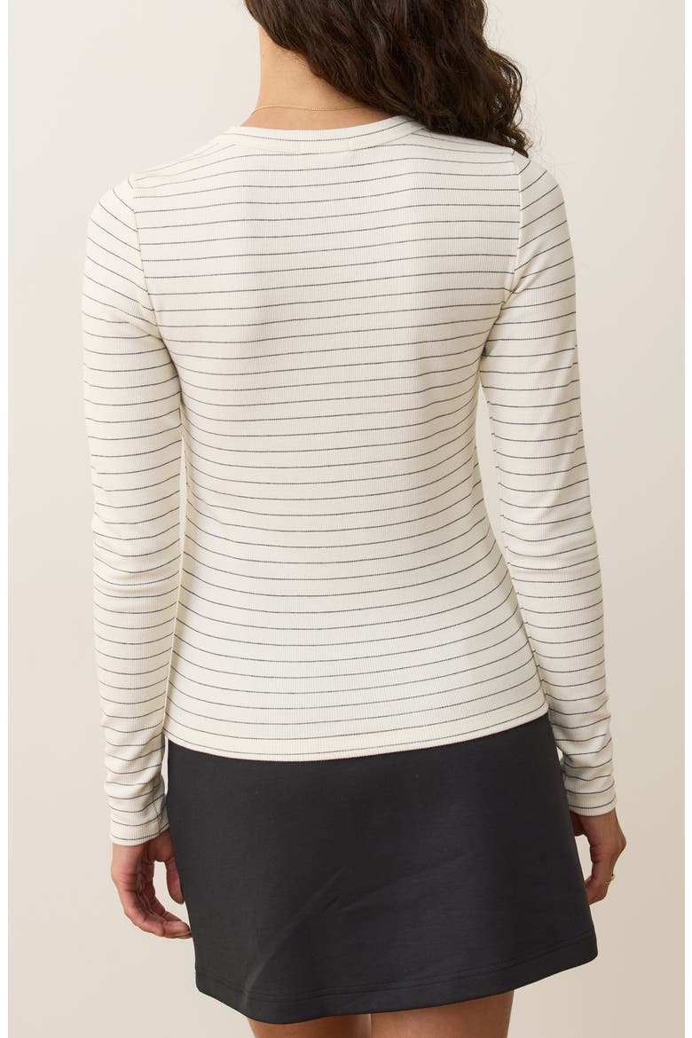 Lexi Stripe Sun-In Rib Long Sleeve T-Shirt, Alternate, color, WHITE/ BLACK STRIPE
