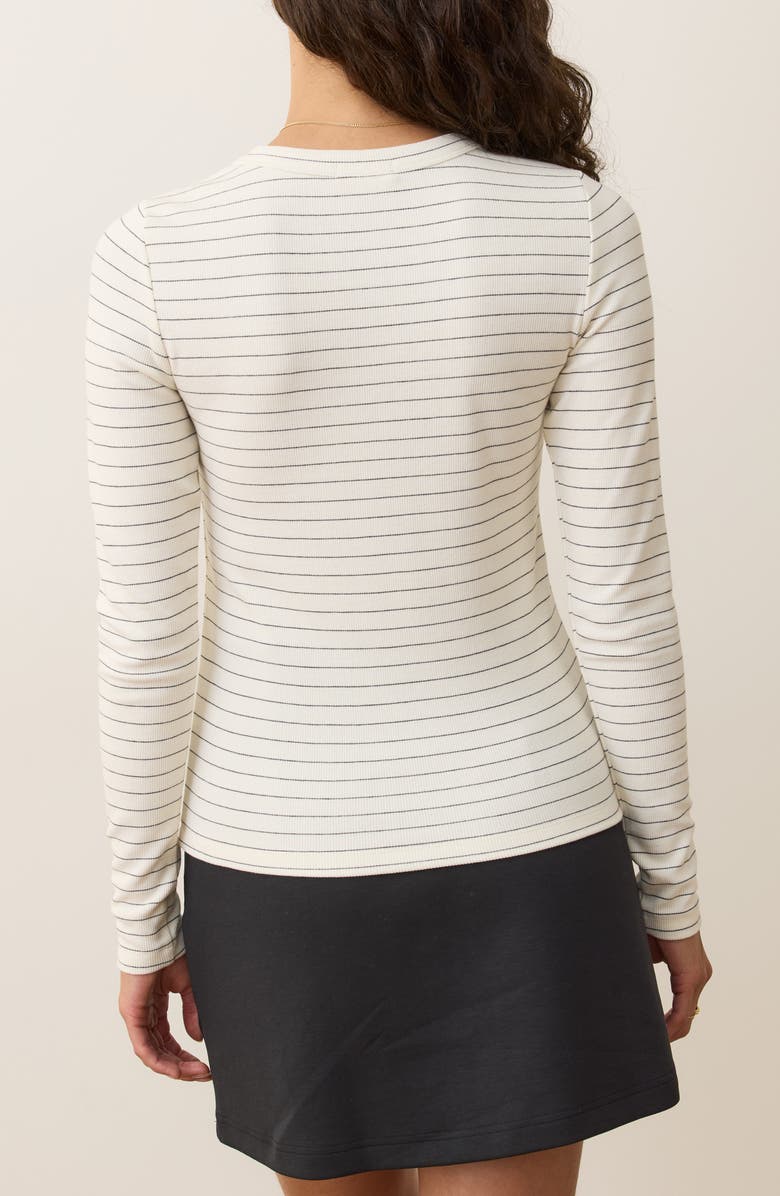 Marine Layer Lexi Stripe Sun-In Rib Long Sleeve T-Shirt, Alternate, color, White/ Black Stripe