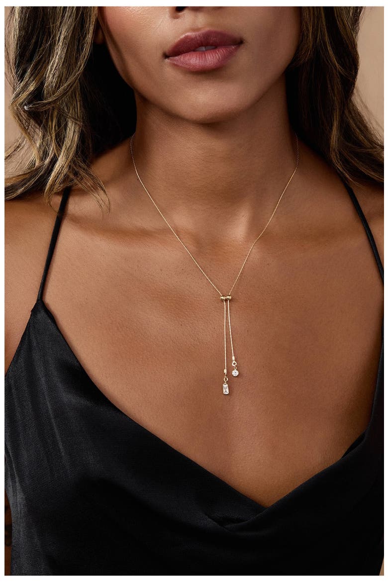 Zoey Cubic Zirconia Lariat Necklace, Alternate, color, GOLD
