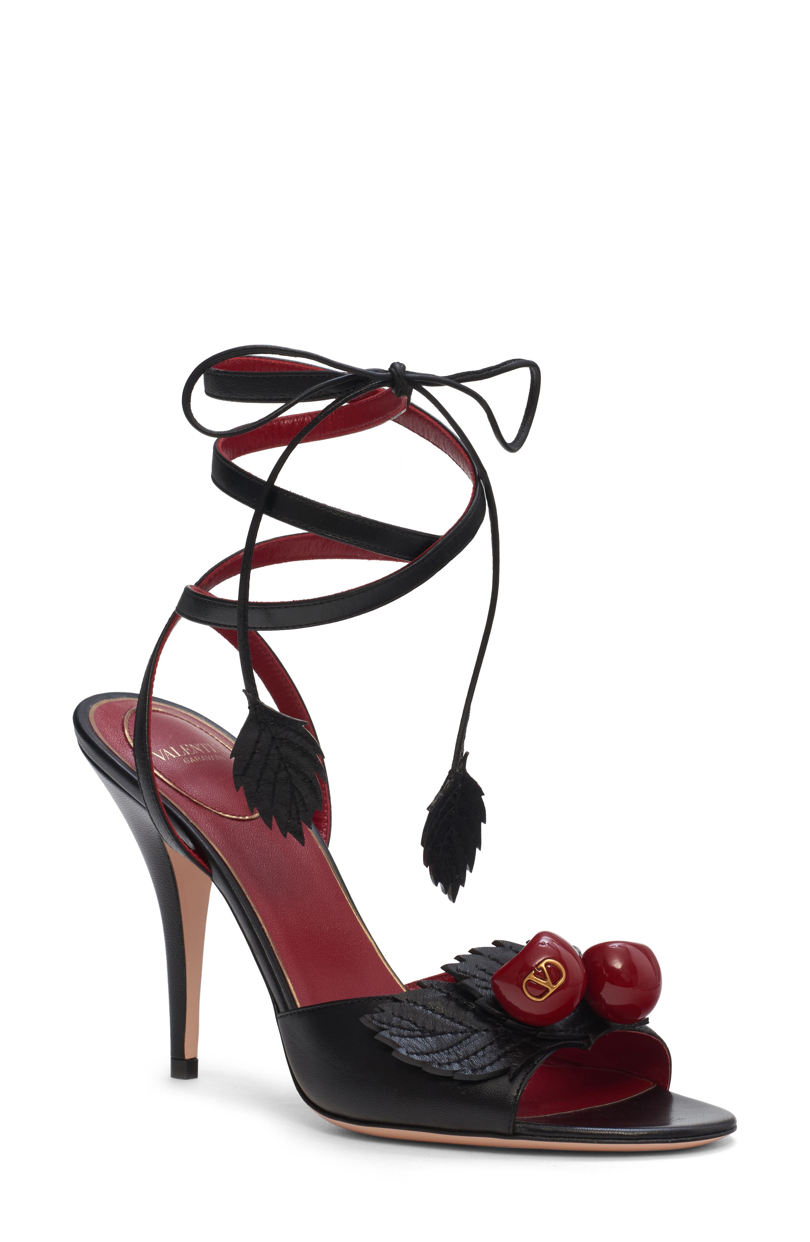 Valentino Garavani Cherryfic Ankle Strap Sandal, Main, color, Black
