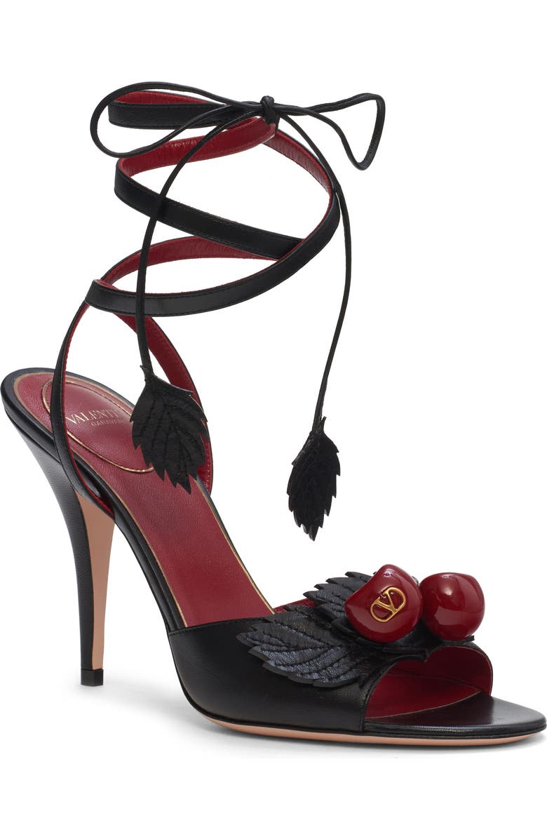 Valentino Garavani Cherryfic Ankle Strap Sandal, Main, color, Black