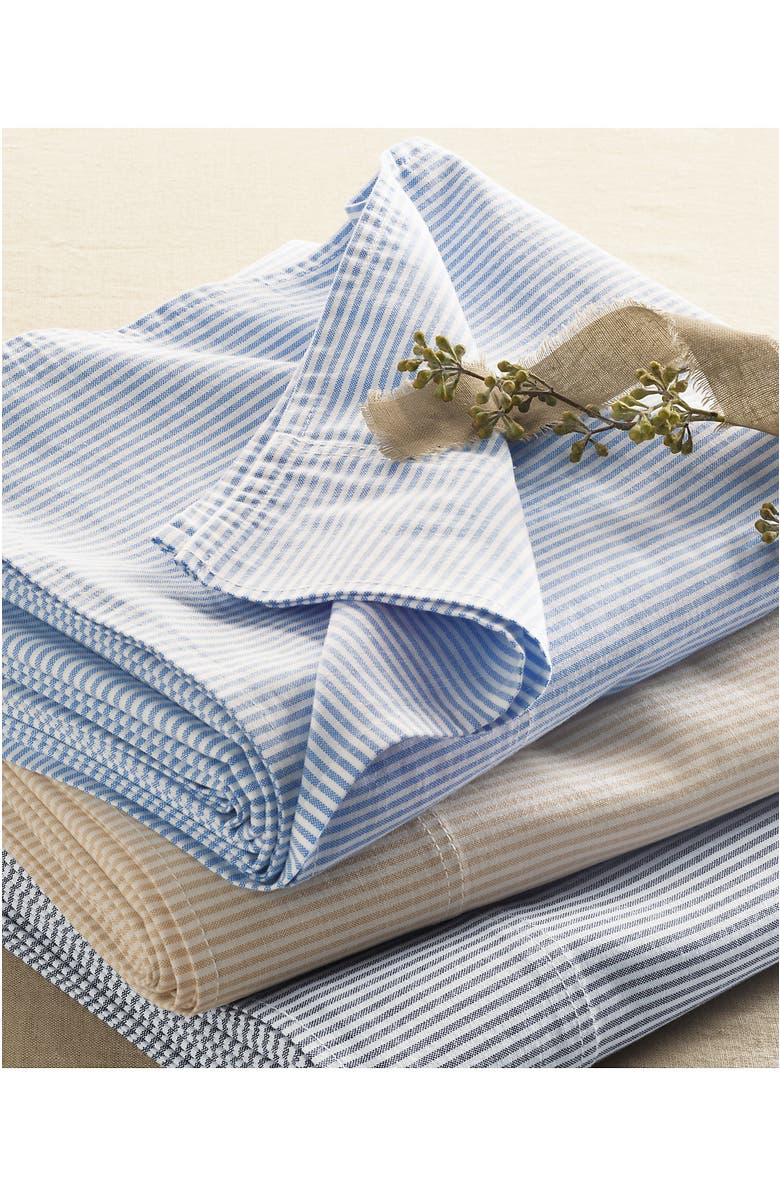 Lands' End Cotton Oxford Stripe Bed Sheet Set, Alternate, color, Classic Khaki Stripe