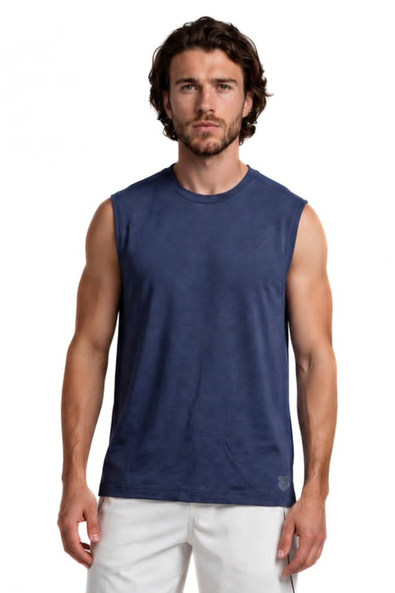 Performance Heathered Peached Jersey Muscle Tank, Main, color, Peacoat