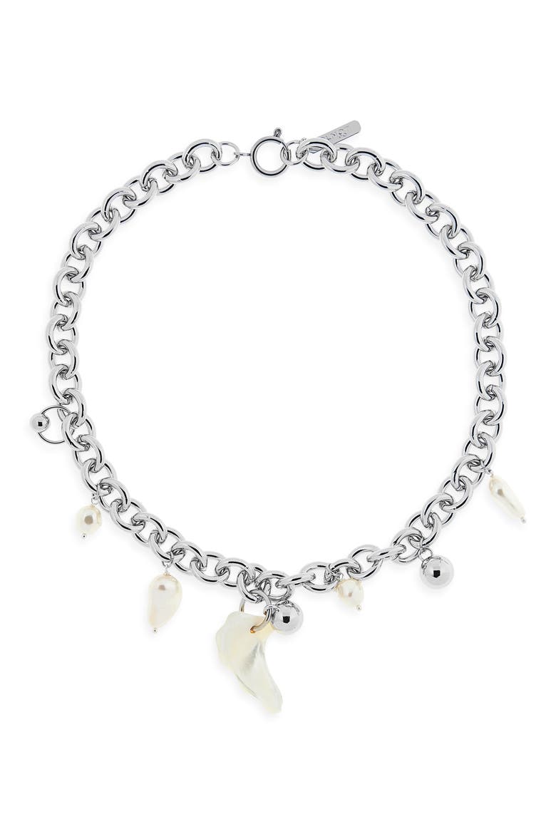 Tyler Mixed Charm Chain Necklace, Main, color, PALLADIUM