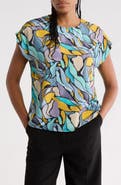 APNY Abstract Print Cap Sleeve Shell