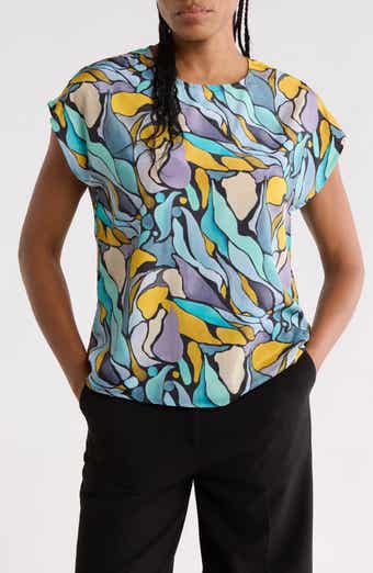 Abstract Print Cap Sleeve Shell