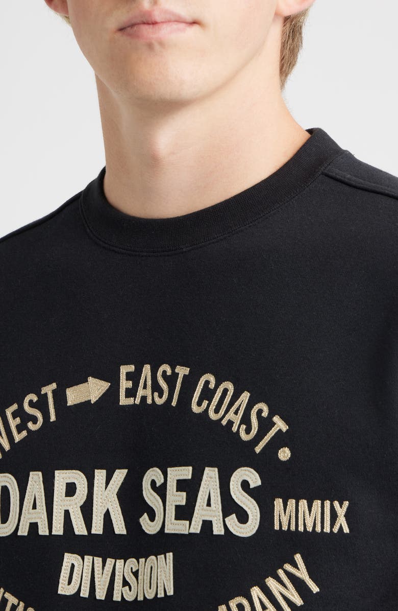 DARK SEAS Waterloo Logo Appliqué Crewneck Sweatshirt, Alternate, color, Black