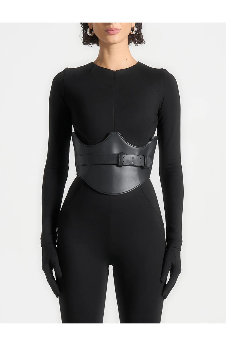 Manière De Voir Leather Corset Belt, Alternate, color, Black