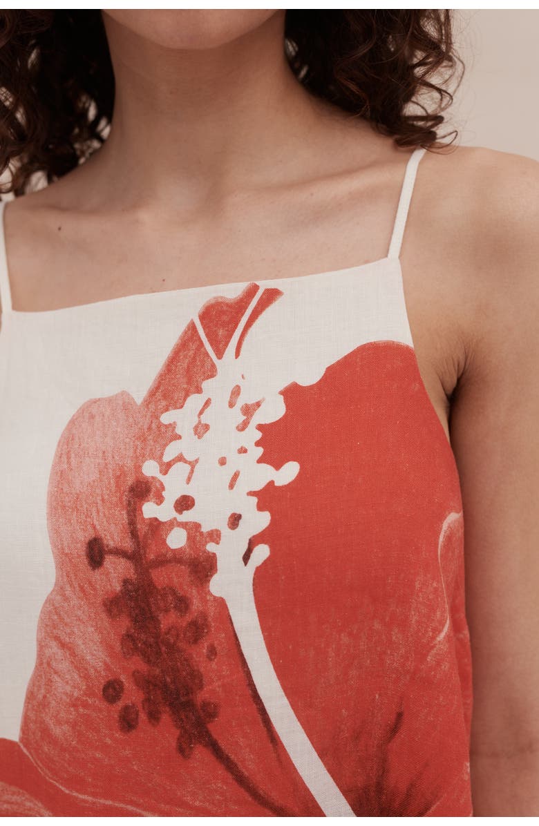 Desmond & Dempsey Square Nightie, Alternate, color, Grand Hibiscus Cream/Red