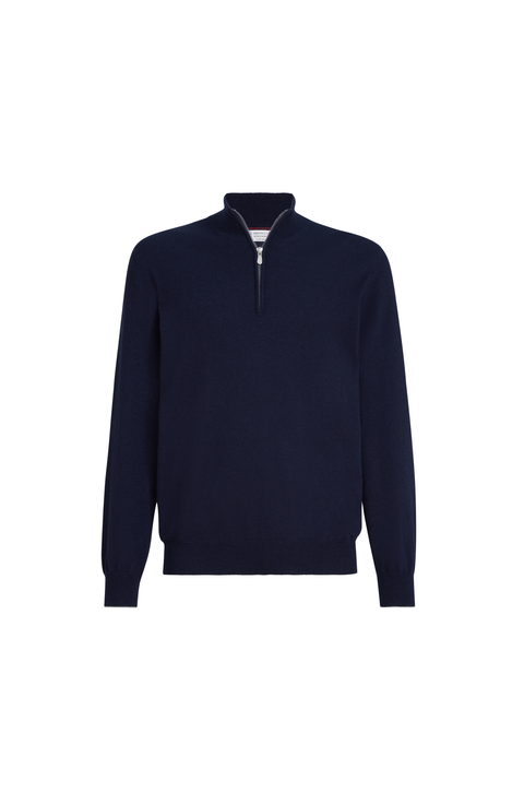 Cashmere sweater with half zip