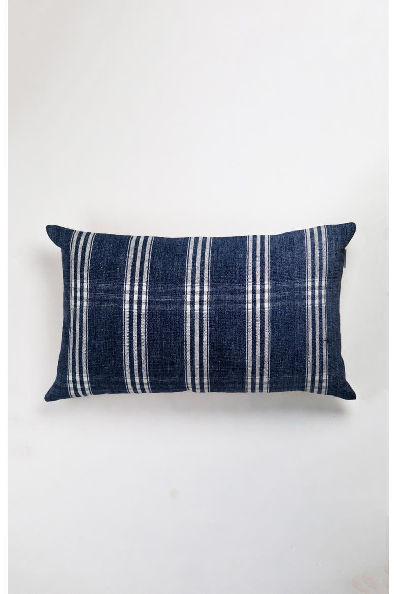 Vintage Indigo Denim Striped Pillow, Main, color, Blue
