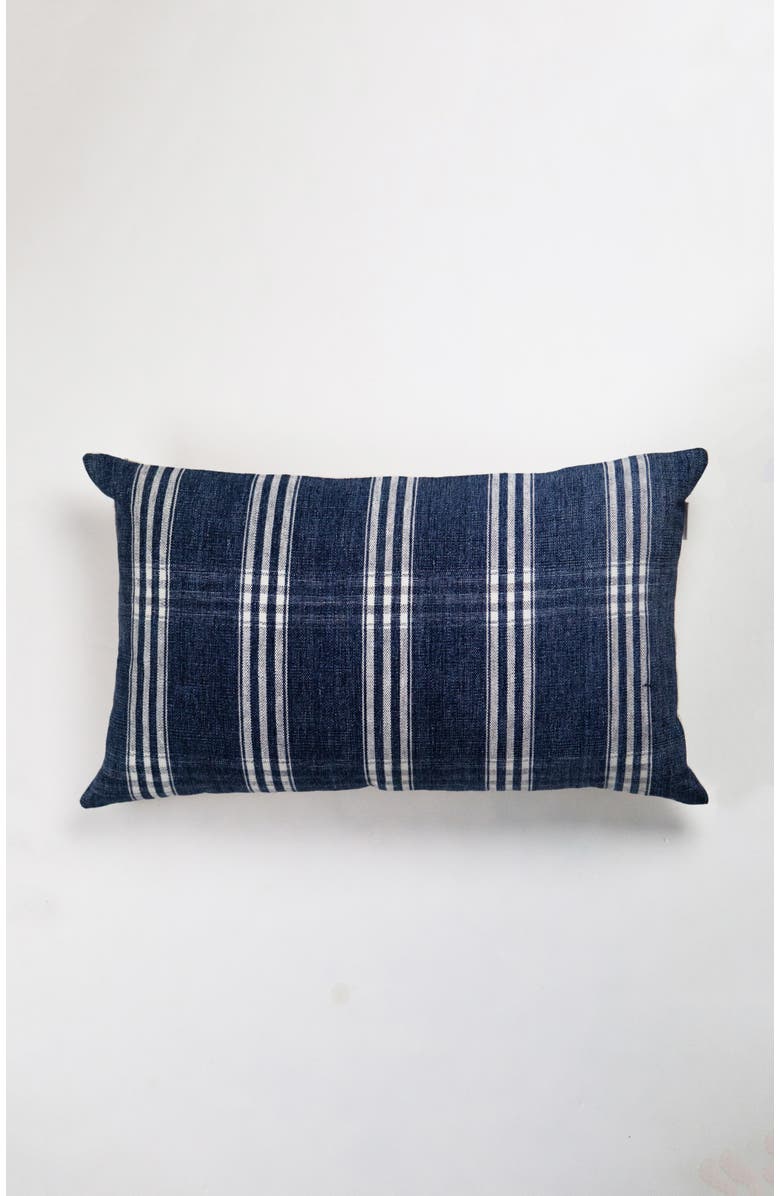 Archive New York Vintage Indigo Denim Striped Pillow, Main, color, Blue