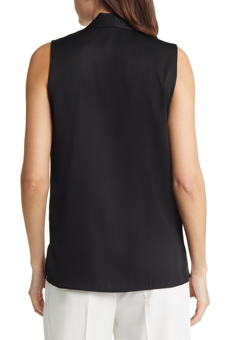 'Mila' Sleeveless Stretch Silk Blouse, Alternate, color, BLACK