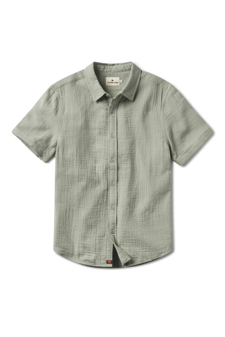 Kalo Cotton Gauze Short Sleeve Button-Up Shirt, Alternate, color, JUNIPER