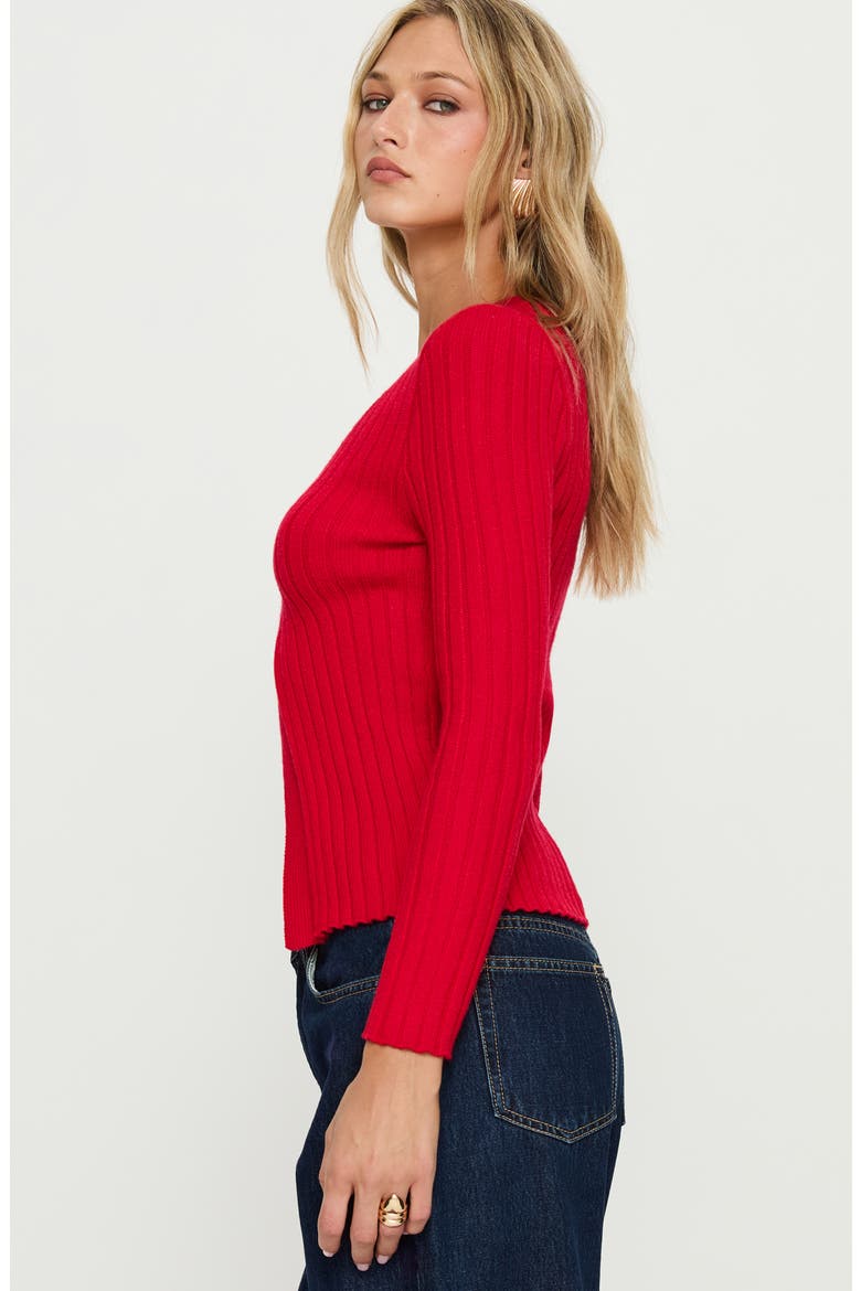 Donya Twist Detail Ribbed Top, Alternate, color, RED