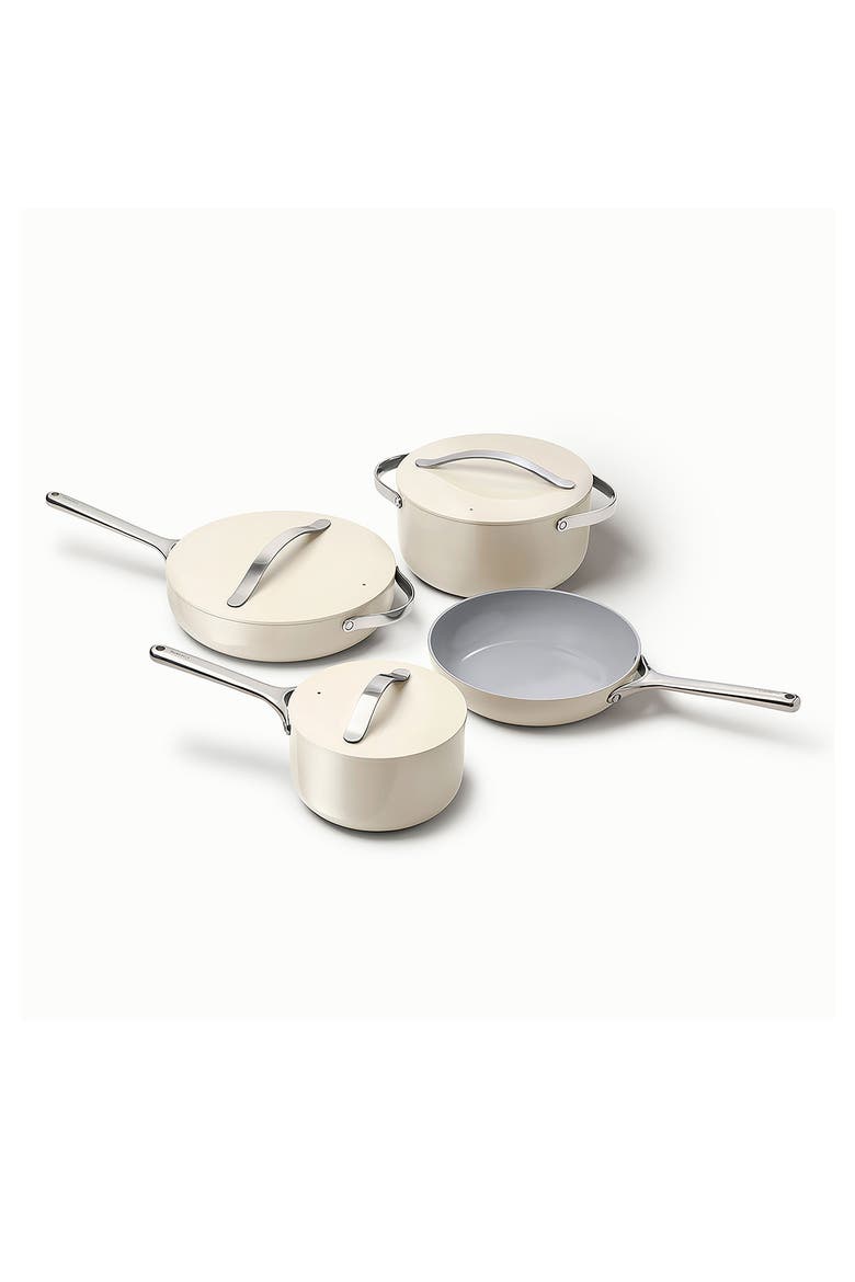 Non-Toxic Ceramic Non-Stick 7-Piece Cookware Set with Lid Storage, Alternate, color, CREAM