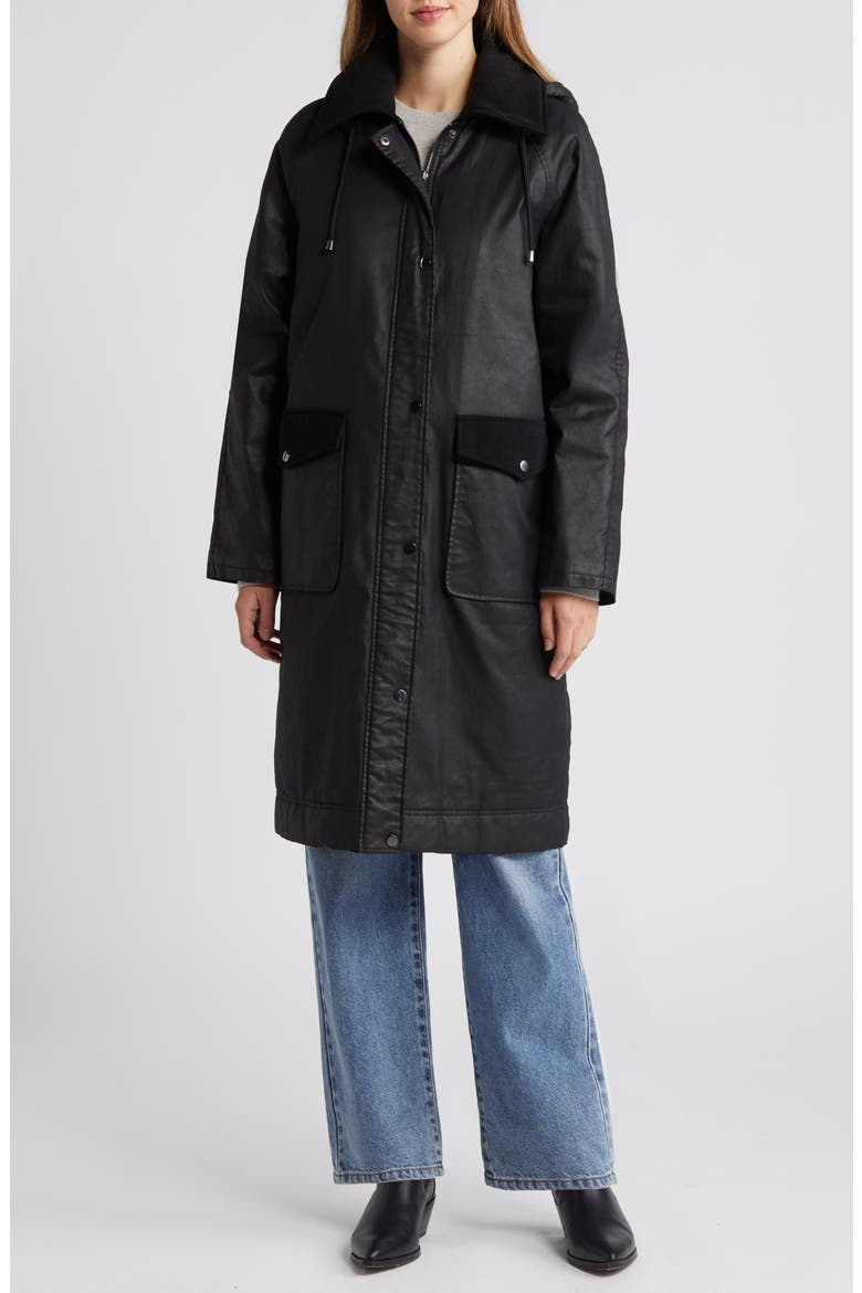 Waxed Cotton Twill Coat, Main, color, BLACK
