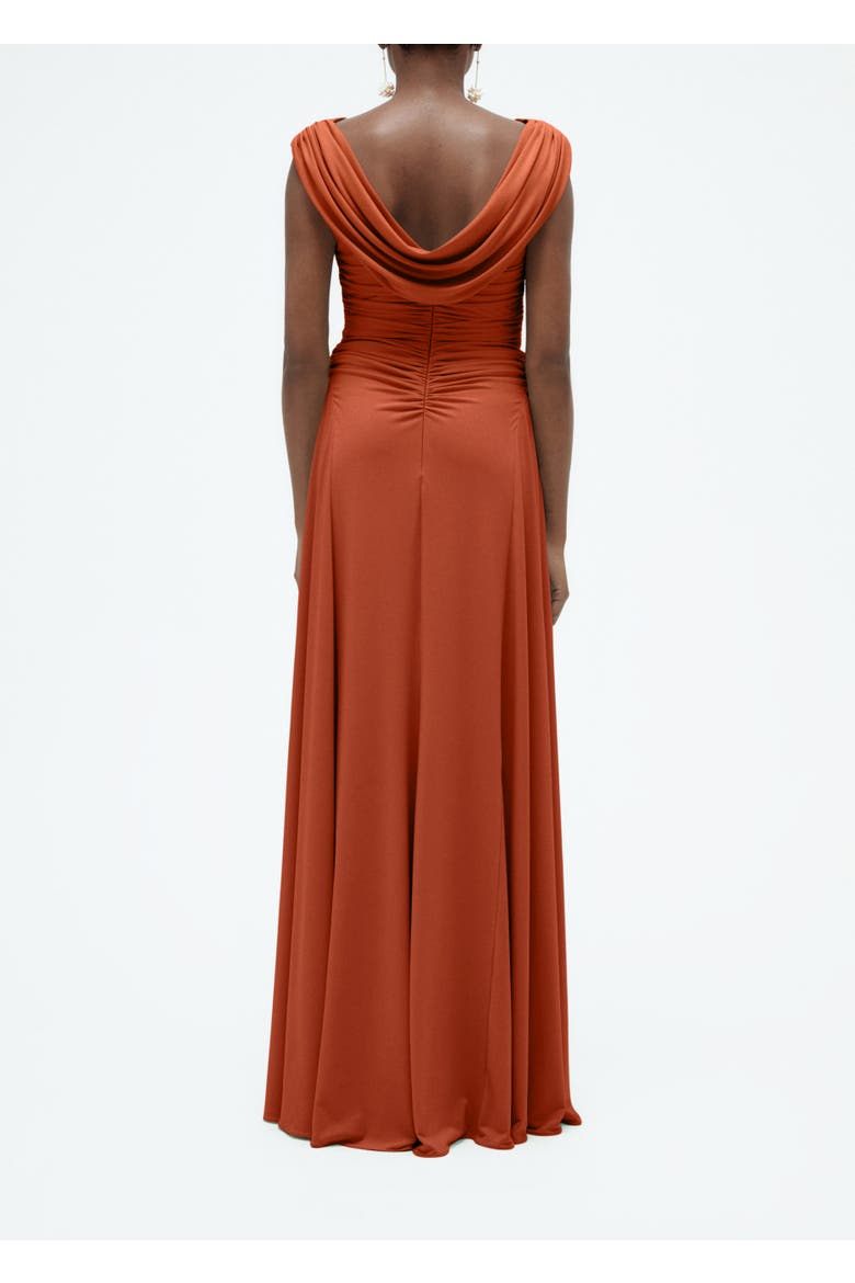 Draped Cowl Jersey Dress, Alternate, color, Terracotta