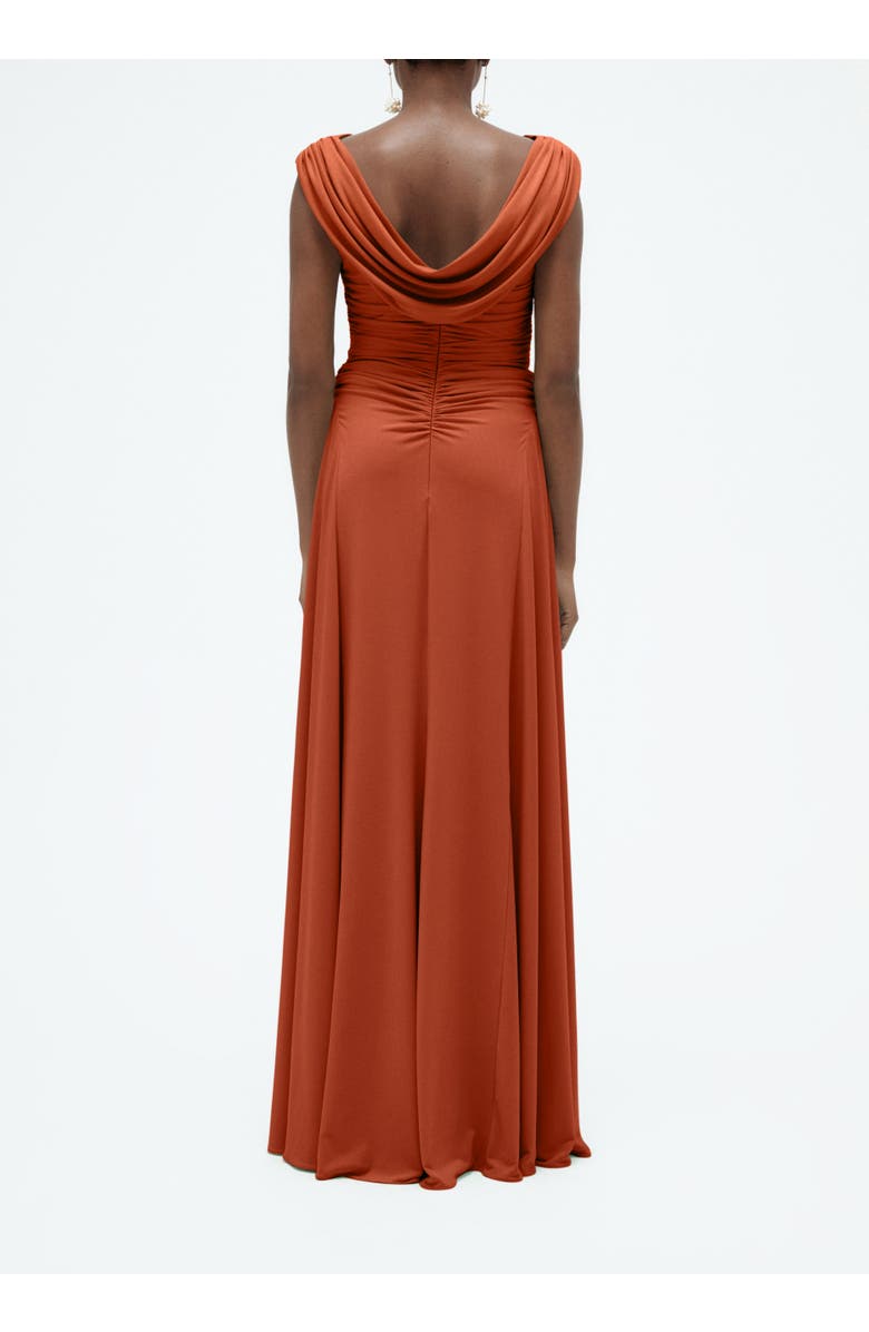 Amsale Draped Cowl Jersey Dress, Alternate, color, Terracotta