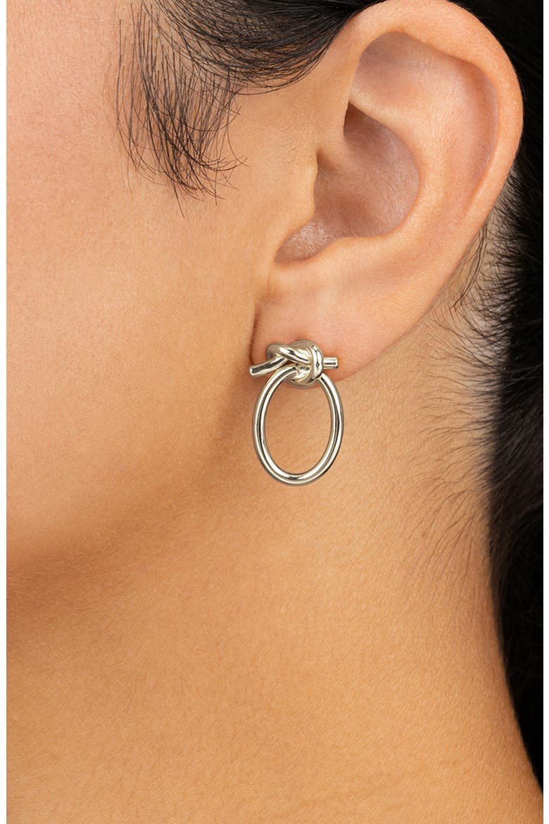 April Knotted Hoop Earrings, Alternate, color, SILVER