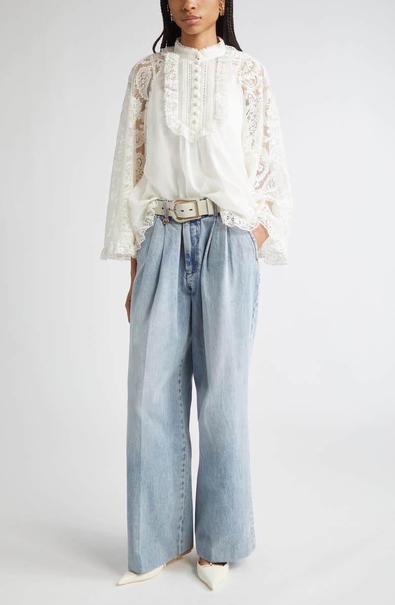 Zimmermann Ascension Lace Trim Tunic Top, Alternate, color, Cream