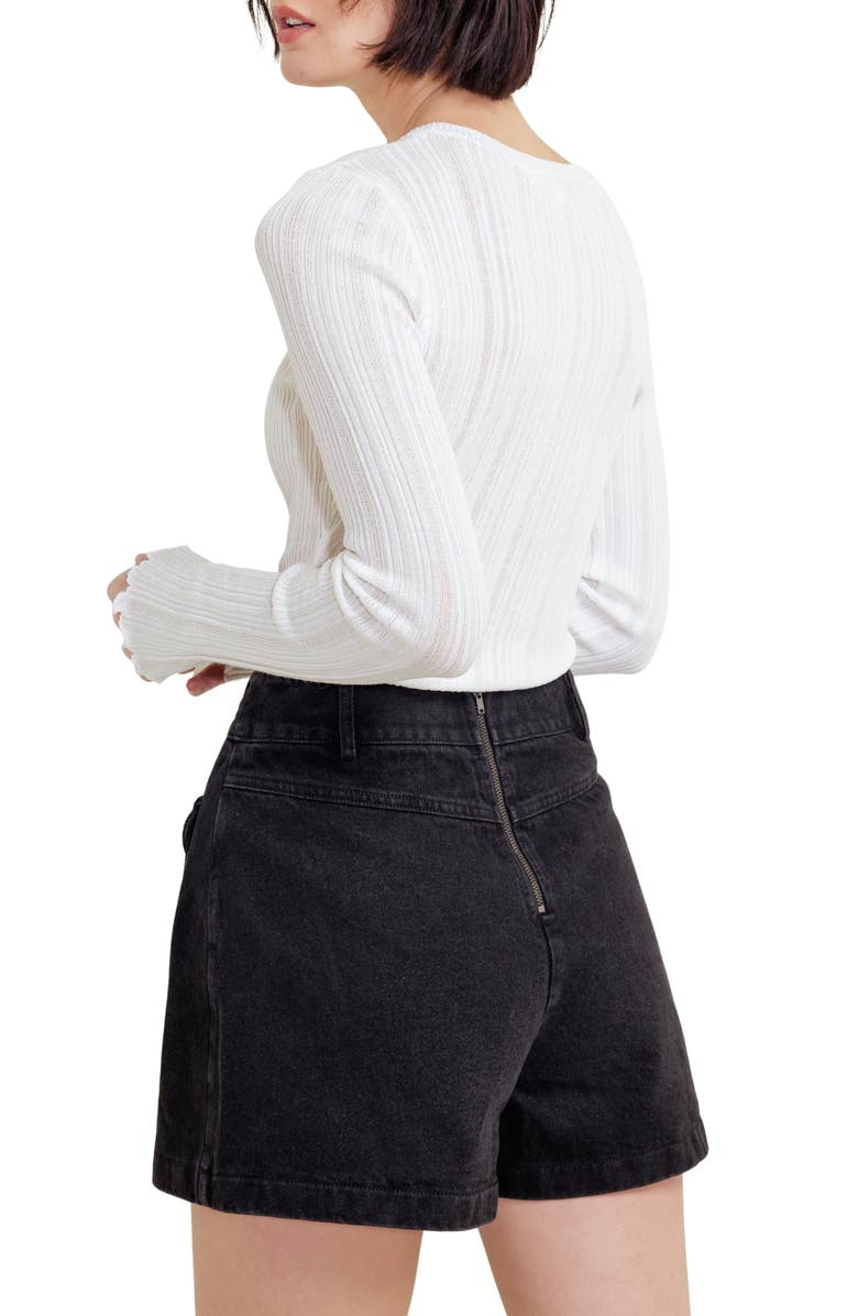 FREEMARKET Rib Long Sleeve Top, Alternate, color, White