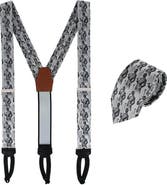 Trafalgar Ambrose Dapper Night Silk Formal End Suspenders (Braces) and Necktie Set