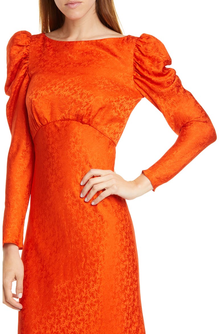 Alena Silk Midi Dress, Alternate, color, BITTER ORANGE