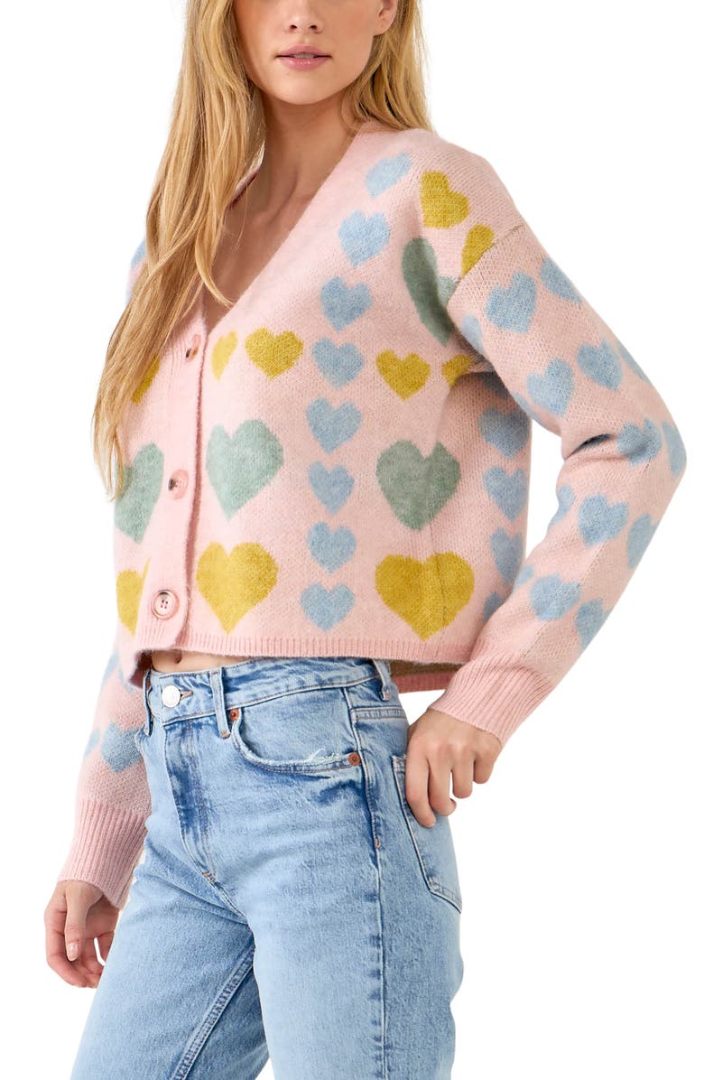 Free the Roses Pastel Heart Cardigan, Alternate, color, 