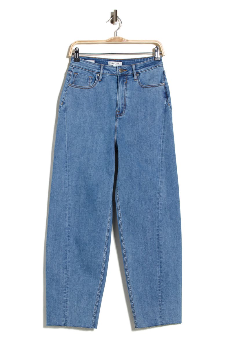 Parker Seamed High Waist Barrel Leg Jeans, Alternate, color, MED WASH