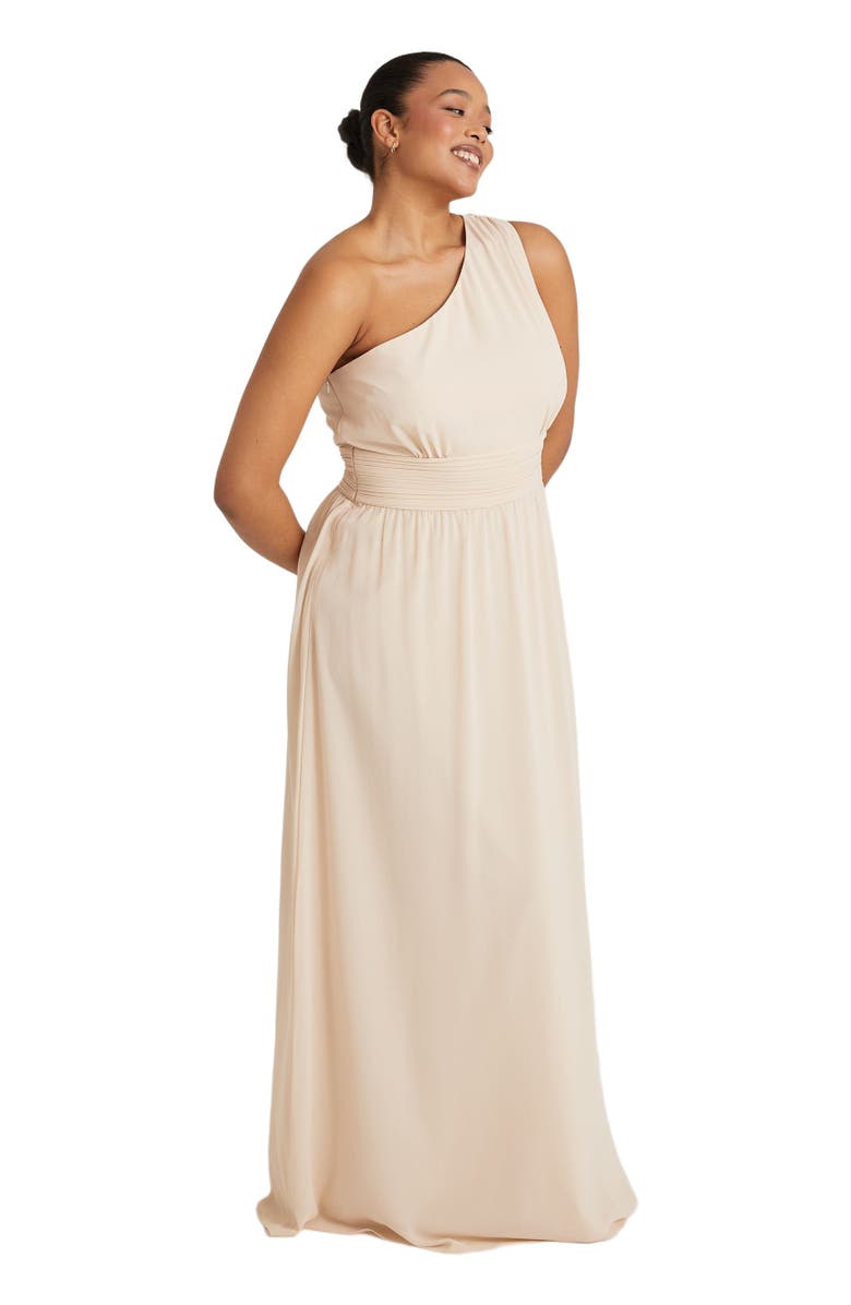 Six Stories One Shoulder Chiffon Bridesmaid Dress, Alternate, color, Cream