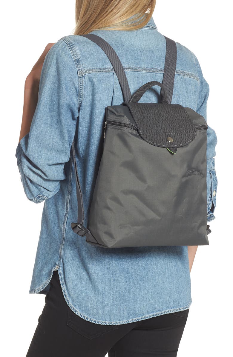 Longchamp Mini Le Pliage Green Recycled Canvas Backpack, Alternate, color,