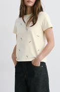 MANGO Floral Embroidered Cotton T-Shirt