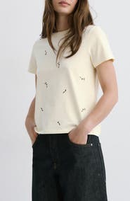 MANGO Floral Embroidered Cotton T-Shirt