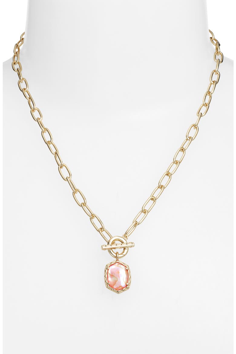 Boxed Daphne Pendant Chain Necklace, Alternate, color, GOLD PINK ABALONE