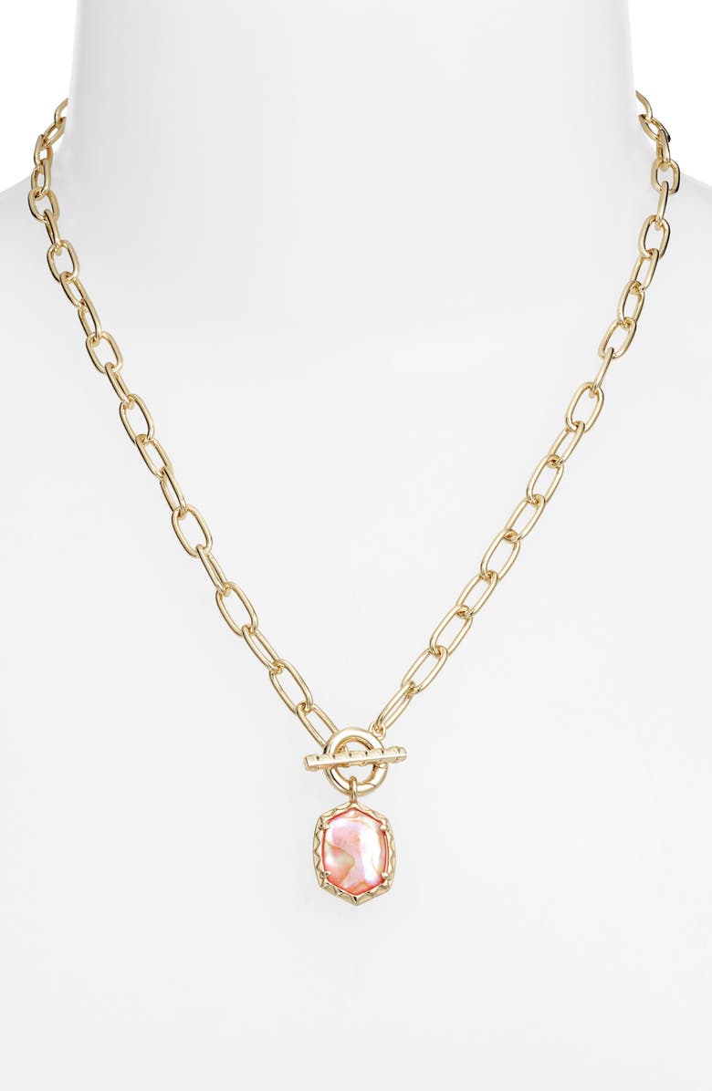 Kendra Scott Boxed Daphne Pendant Chain Necklace, Alternate, color, Gold Pink Abalone
