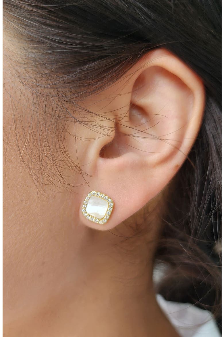 Mother of Pearl Stud Earrings, Alternate, color, WHITE
