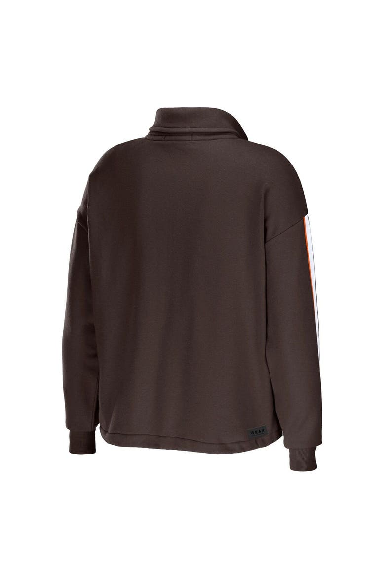 Women's WEAR by Erin Andrews Brown Cleveland Browns Logo Stripe Half-Zip Top, Alternate, color, Brown
