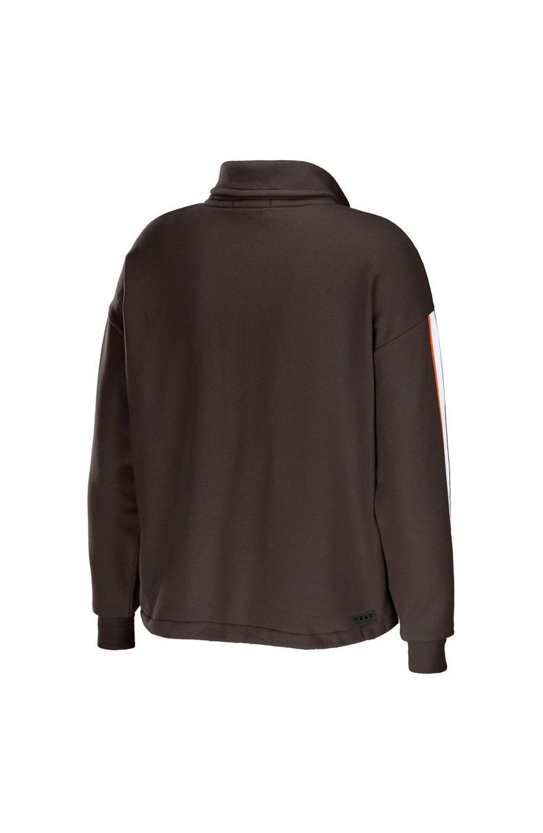 WEAR by Erin Andrews Women's WEAR by Erin Andrews Brown Cleveland Browns Logo Stripe Half-Zip Top, Alternate, color, Brown