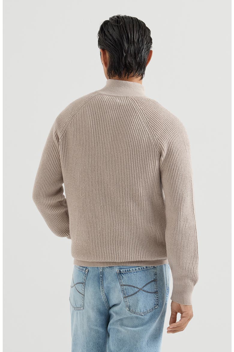 Malfilé cotton English rib cardigan with raglan sleeves and zipper, Alternate, color, Yuta