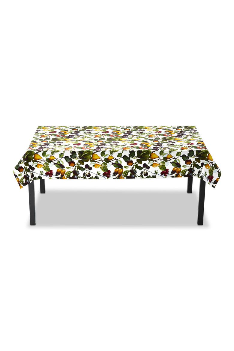 Orchard Multicolor Cotton Tablecloth Everyday Use Machine Washable, Alternate, color, White