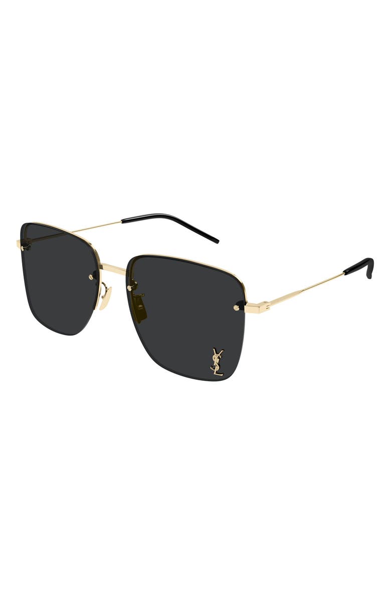 Saint Laurent 58mm Aviator Sunglasses, Alternate, color, Gold