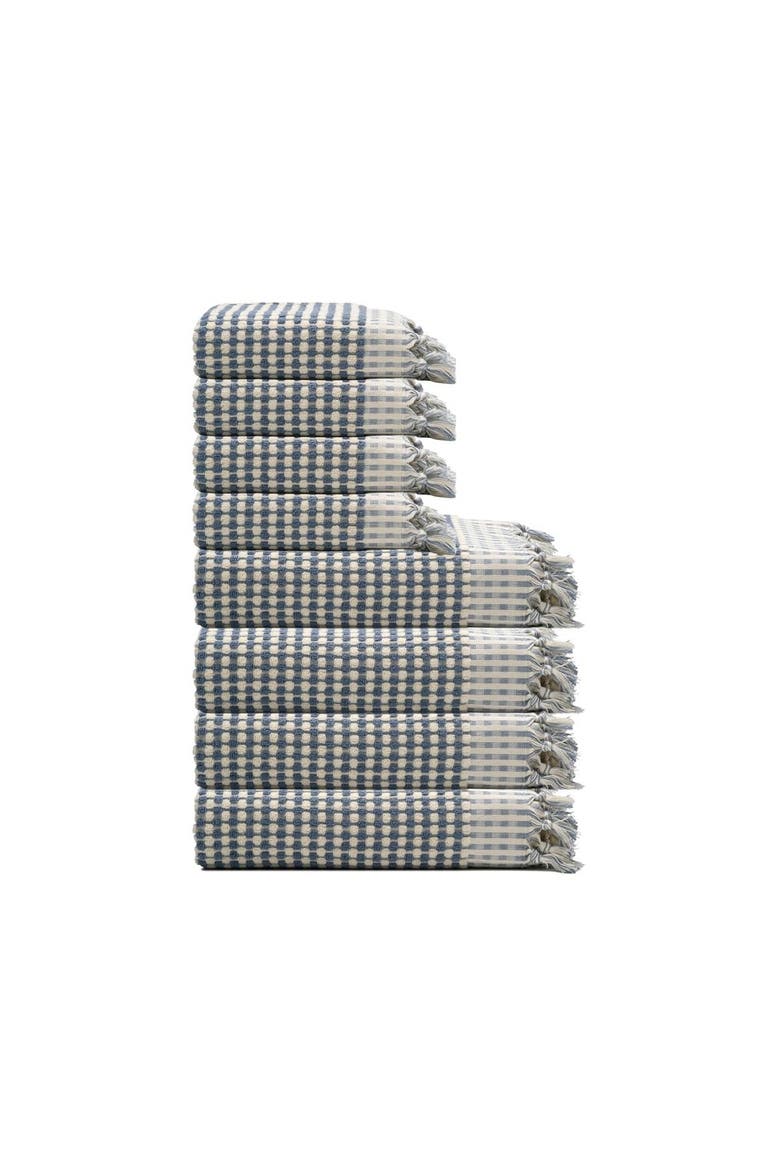 Dots Turkish Cotton Terry Towel Bundle, Main, color, Slate Blue