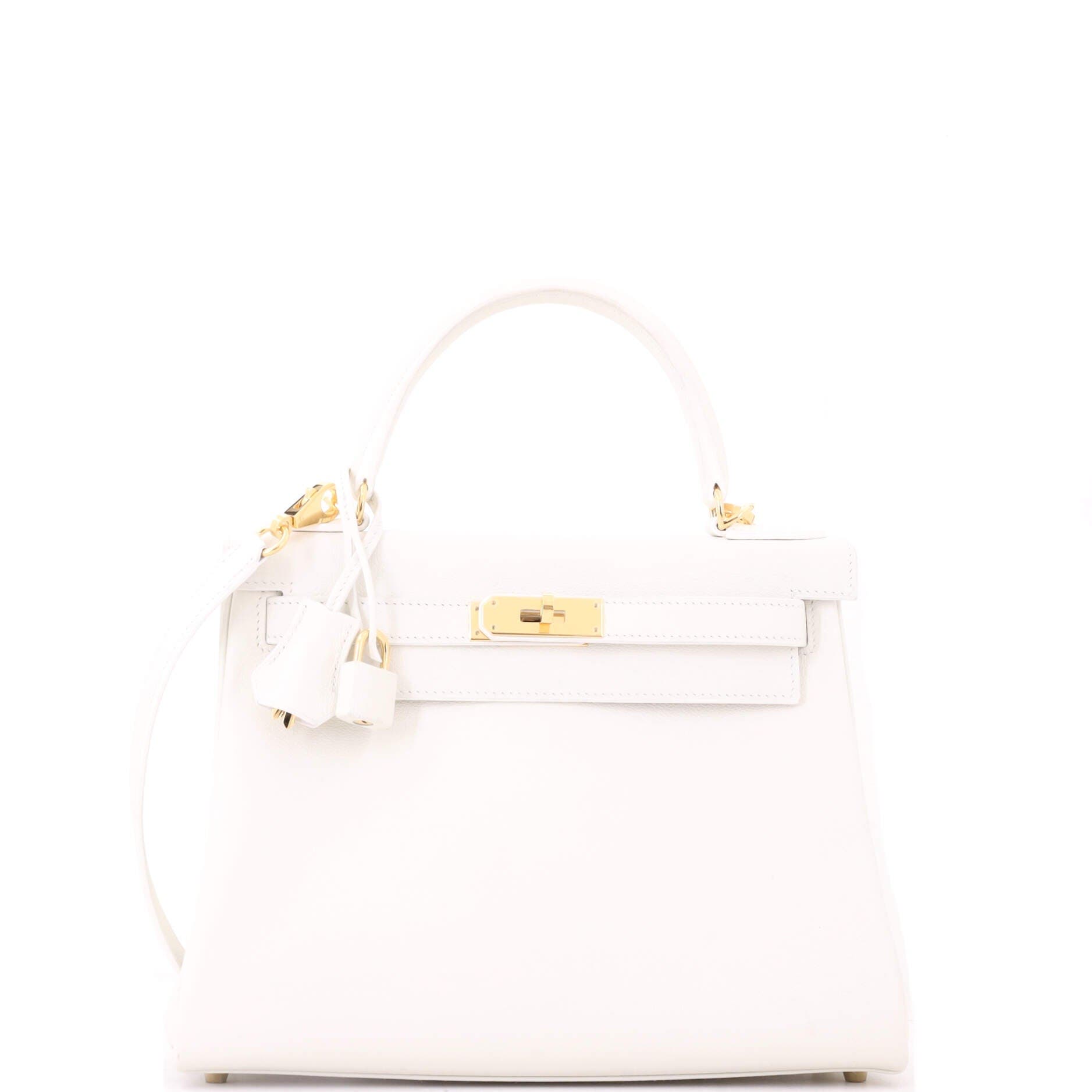 Kelly Handbag White Evercolor with Gold Hardware 28, Main, color, New White