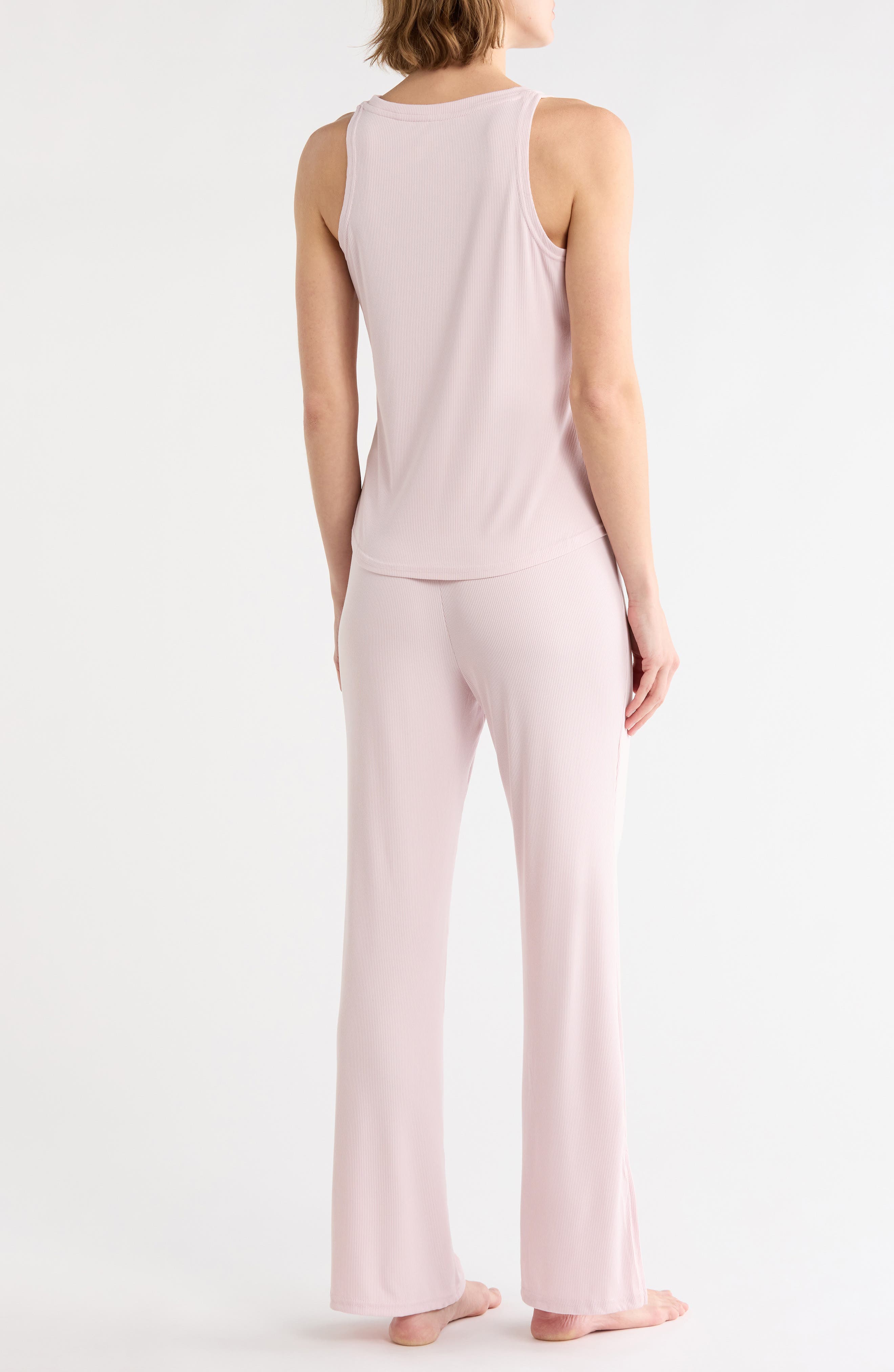 Ribbed Henley Tank & Wide Leg Pants Pajama Set