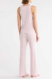 Ribbed Henley Tank & Wide Leg Pants Pajama Set